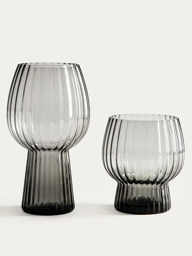 Szklanka AZERA ryflowana szara niska 0,4 l