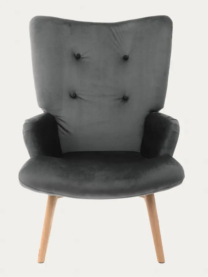 Fotel B2 MOSS PLUS 2w1 welurowy szary 70x55x95 cm/72x73x92 cm