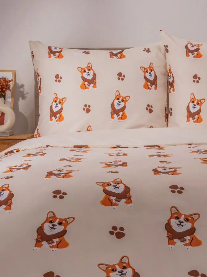 Pościel EC CORGI z mikrofibry w pieski Corgi 160x200 + 2*70x80 cm