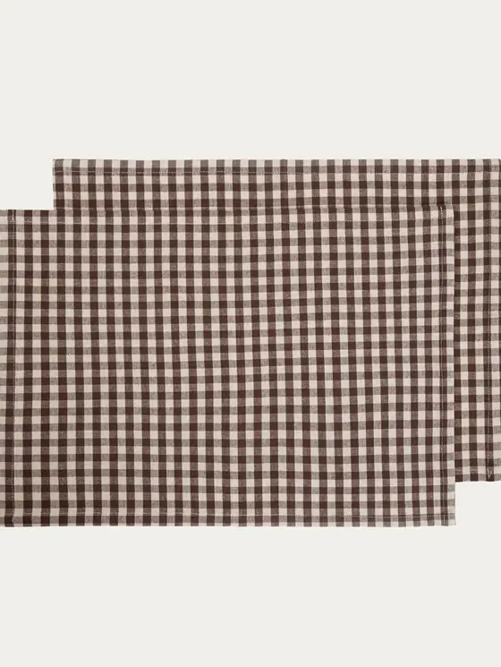 Maty stołowe MARAVILLA bawełniane w brązową kratkę, zestaw 2 szt. 2*30x45