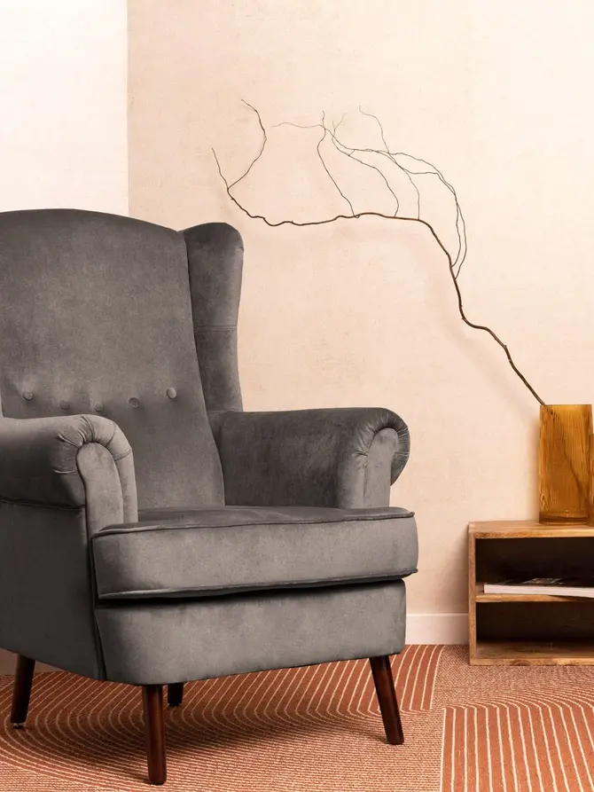 Fotel FOSSBY szary 86x85x108 cm