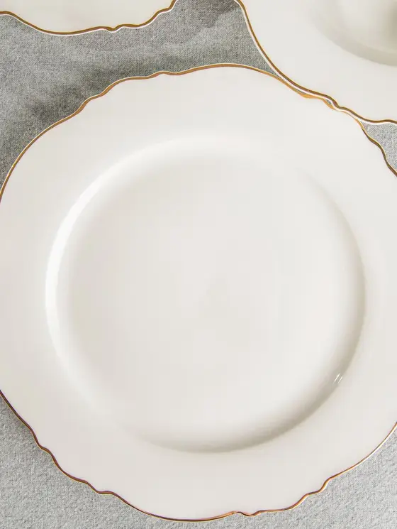 Talerz ELORIA porcelanowy obiadowy ze złotym rantem 27 cm