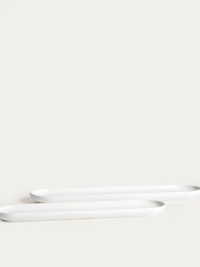 Zestaw półmisków BERGO porcelanowych białych 41x10,5 cm, 36x9 cm 2 szt.