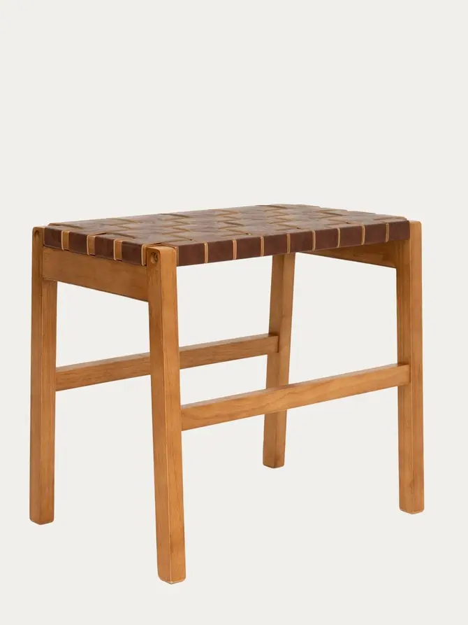 Taboret FUTURUM drewniany brązowy 50x35x45 cm