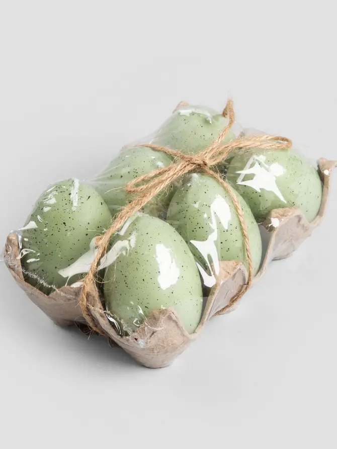 Świeca wielkanocna TRADITIONAL EASTER zielone jajka 6 szt.