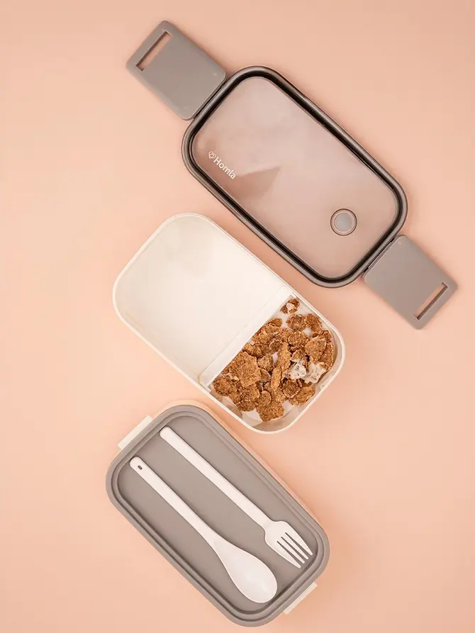 Lunchbox LUNARE śmietankowy piętrowy 1,4 l