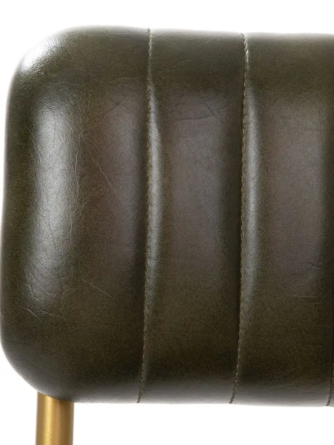 Krzesło LUMBAR w obiciu ze skóry bawolej zielone 46x52x78 cm