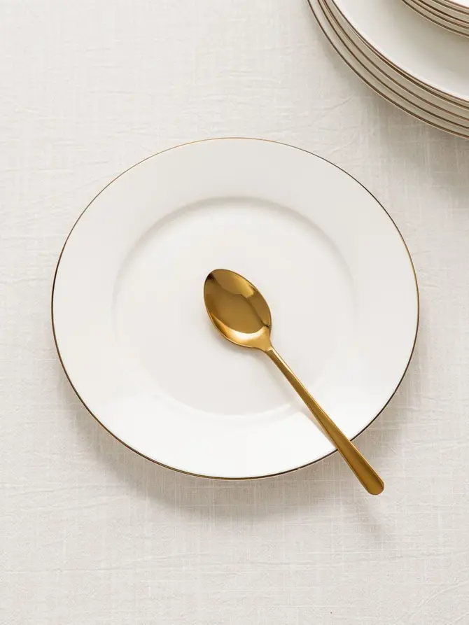 Talerz AUROO deserowy ze złotą obwódką 19 cm