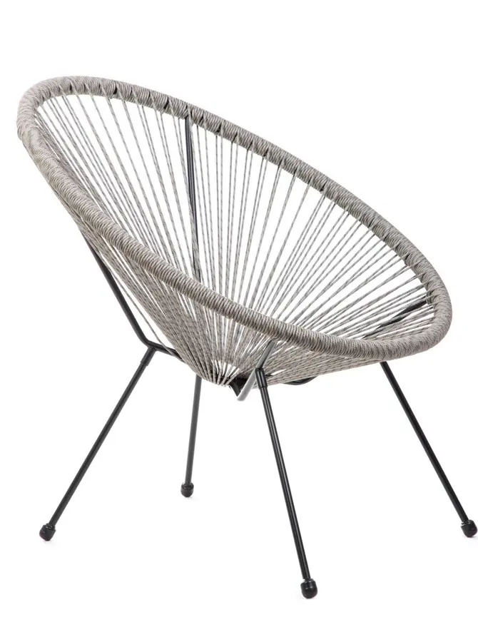Fotel ACAPULCO TWIST z linki technorattan ze splotem twist szary 71x71x80 cm