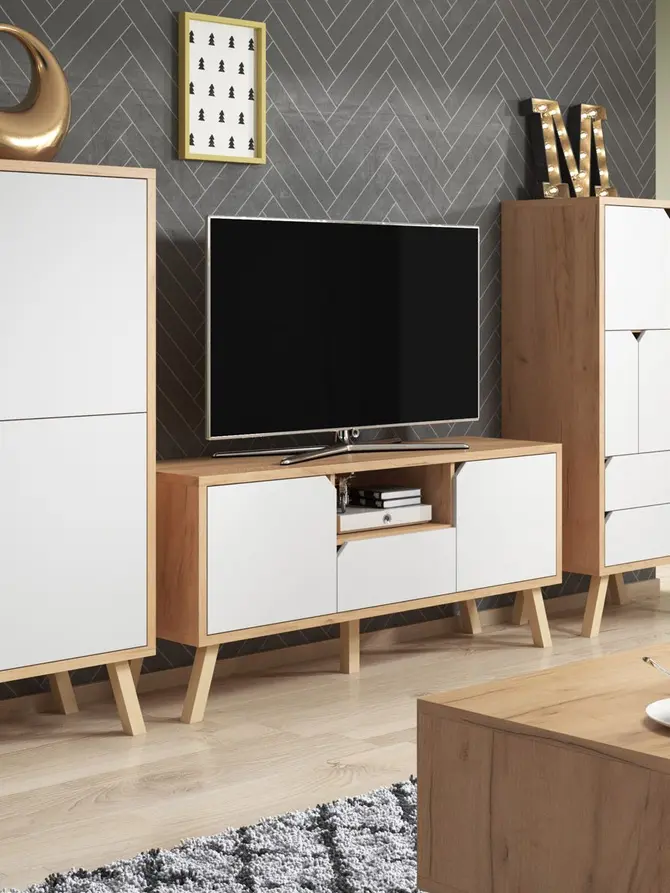 Szafka RTV MODENA! dąb craft złoty 140x42x70 cm
