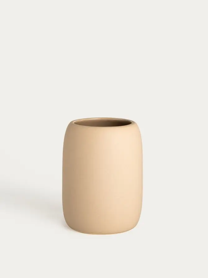 Kubek łazienkowy ALMERI ceramiczny beżowy 8,5x11 cm