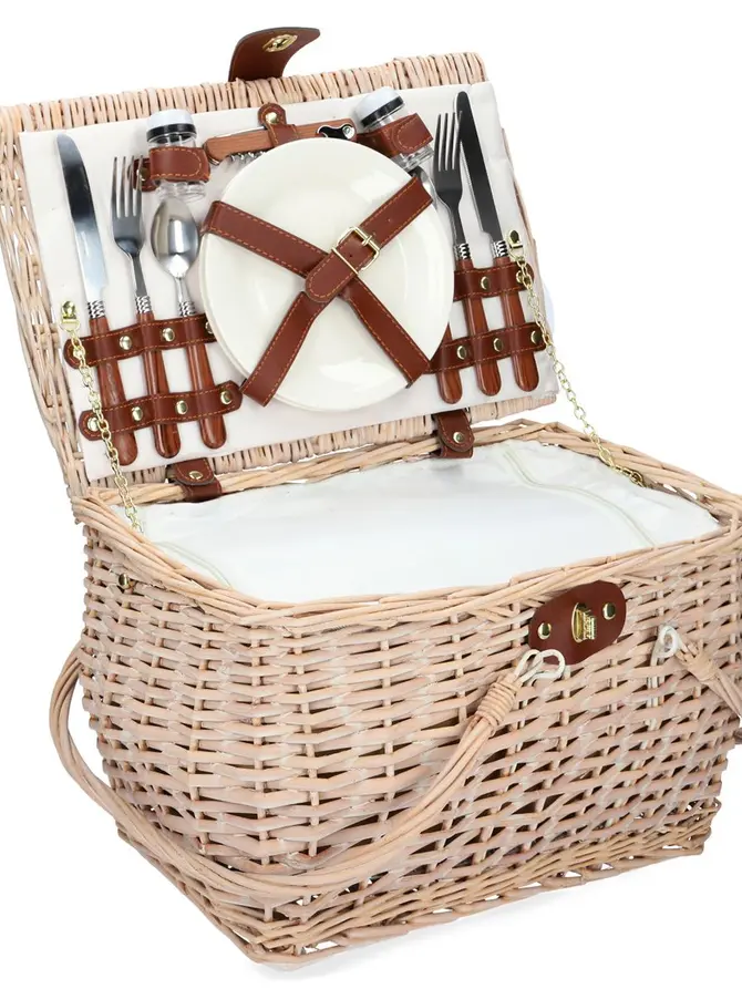 Kosz piknikowy PICNIC dla 2 osób naturalny 38x25x25 cm