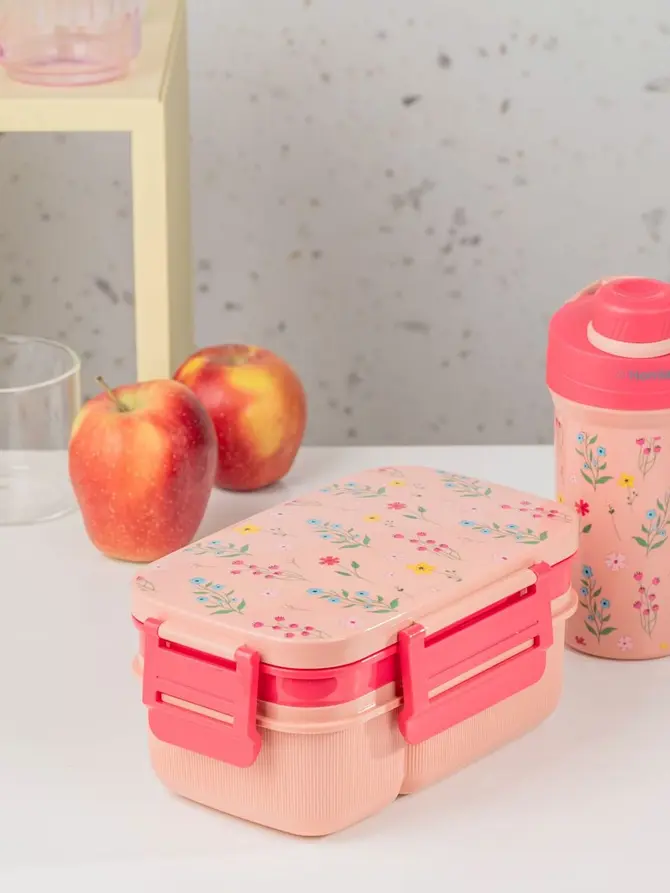 Zestaw lunchbox B2 LUSY różowy z kubkiem 1,8l + 0,5l