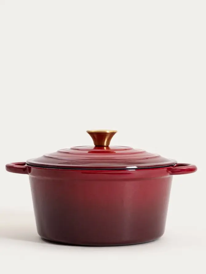 Garnek żeliwny ANDREAS bordowy tradycyjny ombre 24 cm 4 l