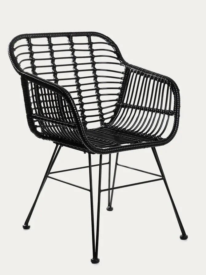 Krzesło JARDIN plecione czarne 57x62x81 cm