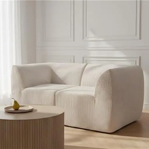 Sofa modułowa SVELA 2-osobowa beżowa piankowa sztruksowa 161x80x60,5 cm