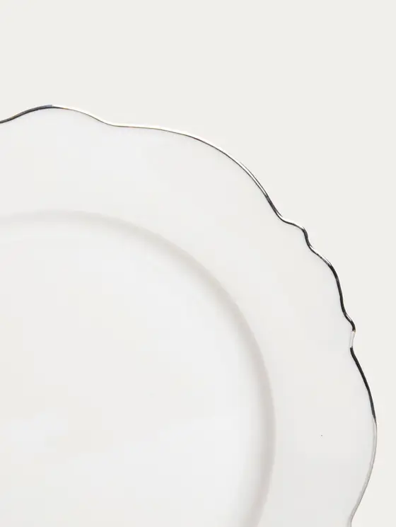 Talerz ELORIA porcelanowy obiadowy ze srebrnym rantem 27 cm