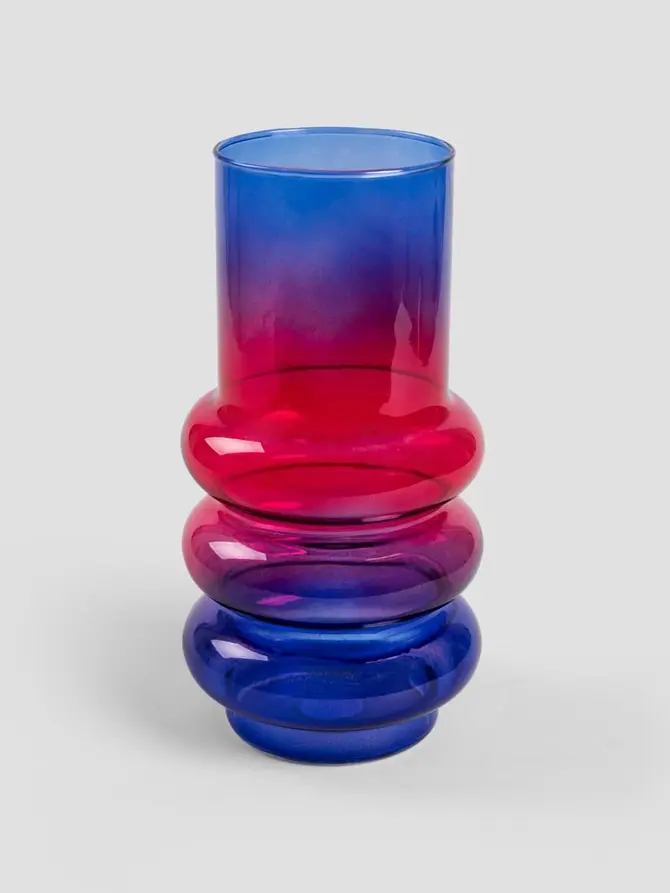 Wazon CIRCLE szklany czerwono-niebieski ombre 11x26cm