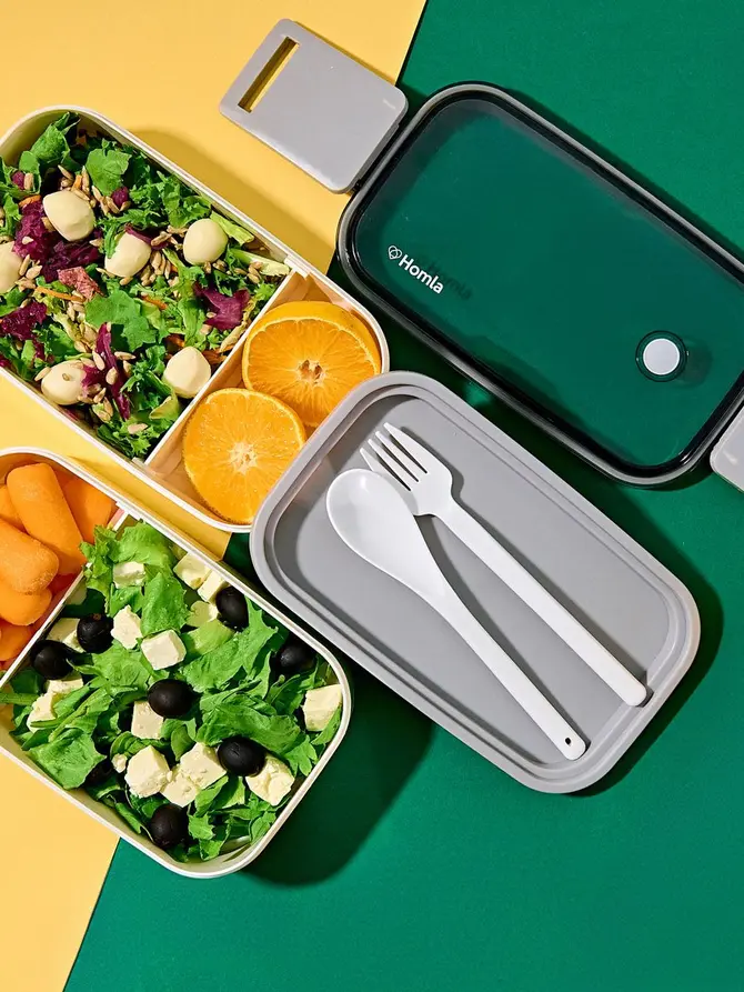 Lunchbox LOENE biały piętrowy 1,4 l