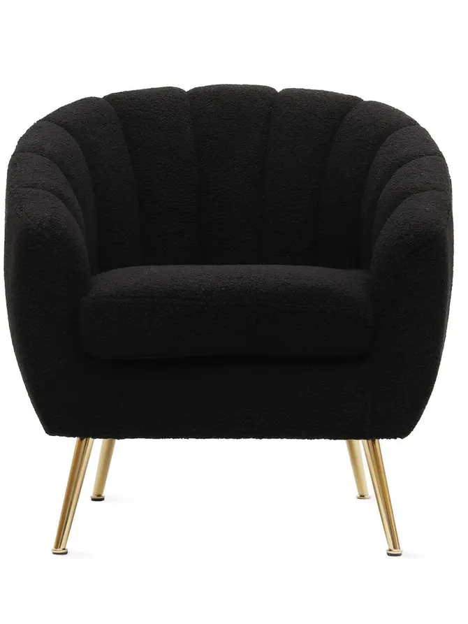 Fotel REIKA w tkaninie bouclé czarny 78x73x79 cm