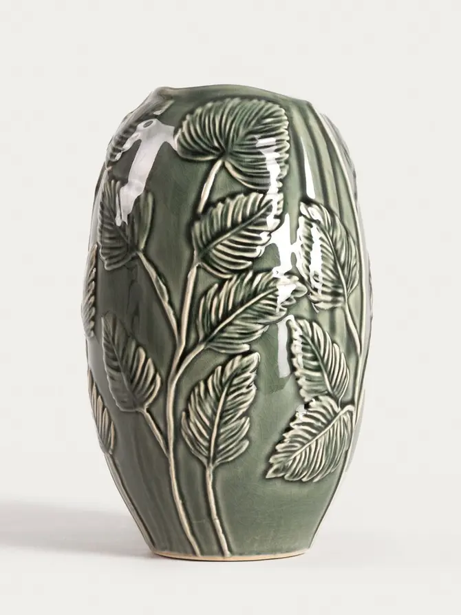 Wazon MINNA ceramiczny w liście zielony 25x15,5 cm