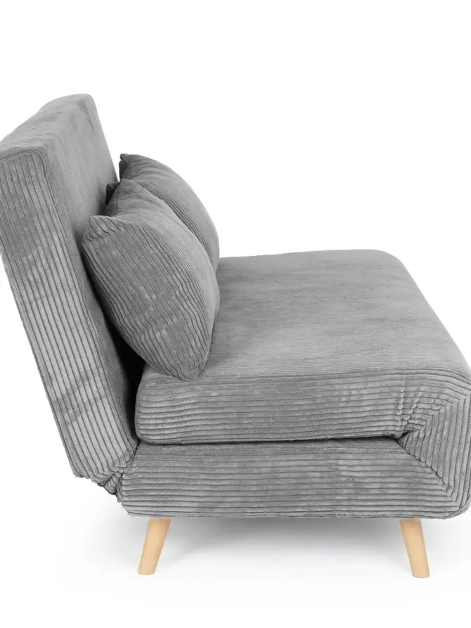 Sofa SOLACE 2-osobowa, z funkcją spania sztruksowa szara 140x91x84 cm