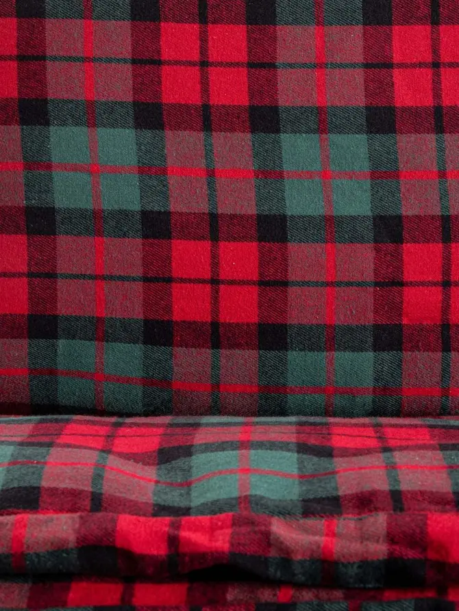 Pościel TARTAN flanelowa z barwionych nici w kratę 160x200 + 2*50x60 cm