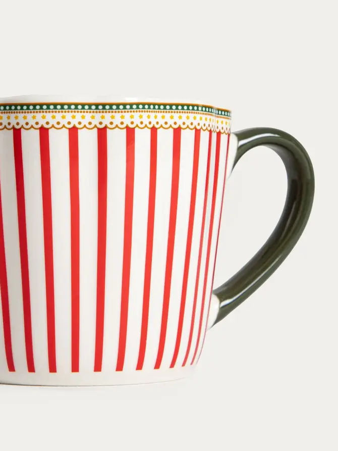 Kubek ABARIS porcelanowy w czerwone paski 0,3 l