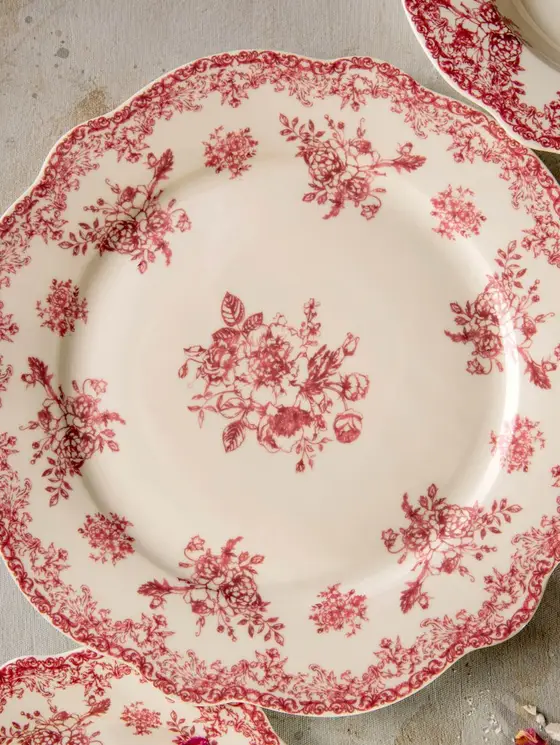 Talerz LOURRY porcelanowy obiadowy czerwony 27 cm