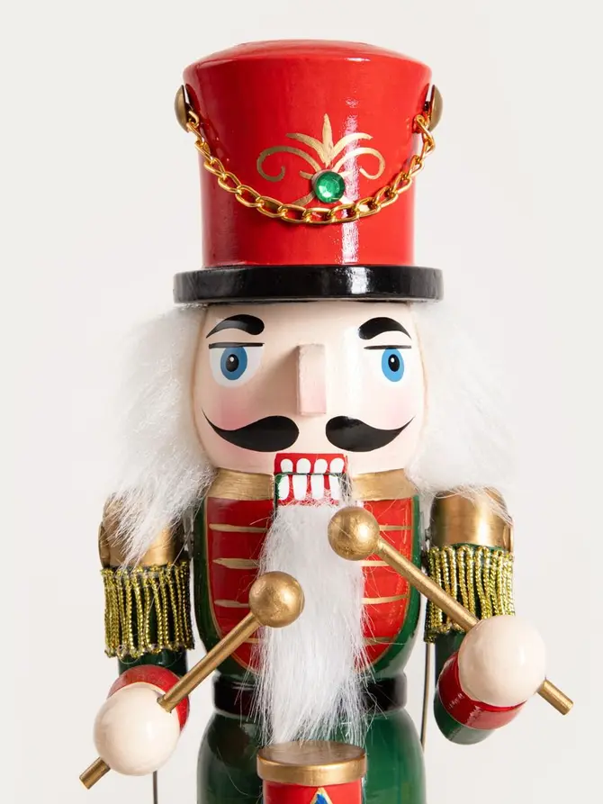 Figurka NUTCRACKER dziadek do orzechów na bębenku z pozytywką 30 cm