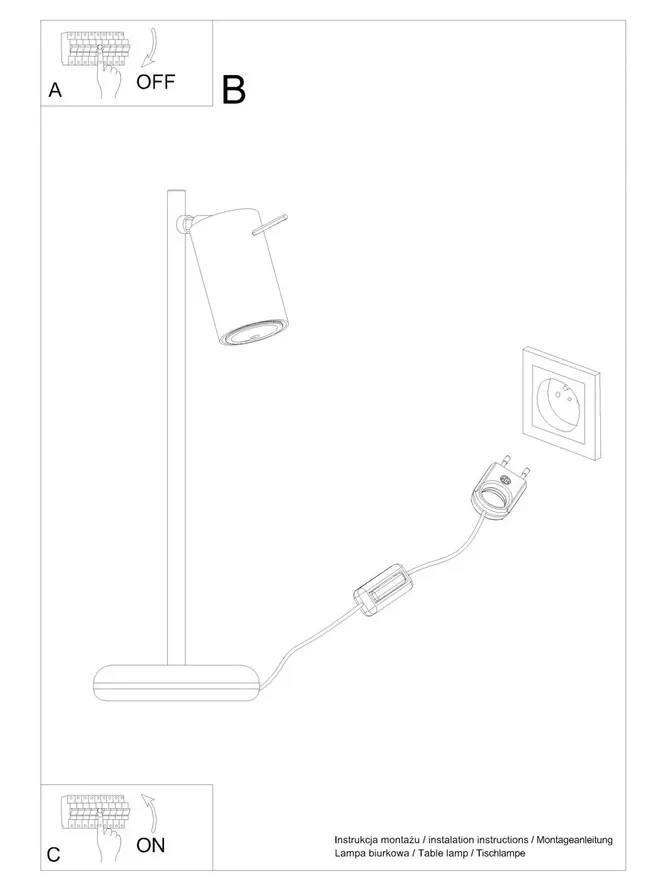 Lampa stołowa RING metalowa czarna 43 cm
