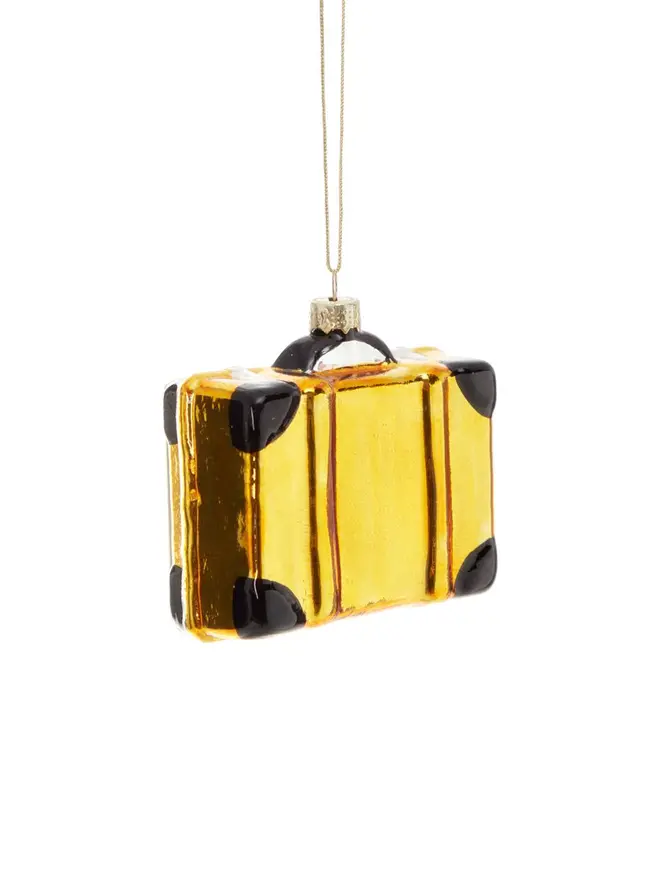 Bombka GLASSO kształtna szklana walizka żółta 8 x 7 cm
