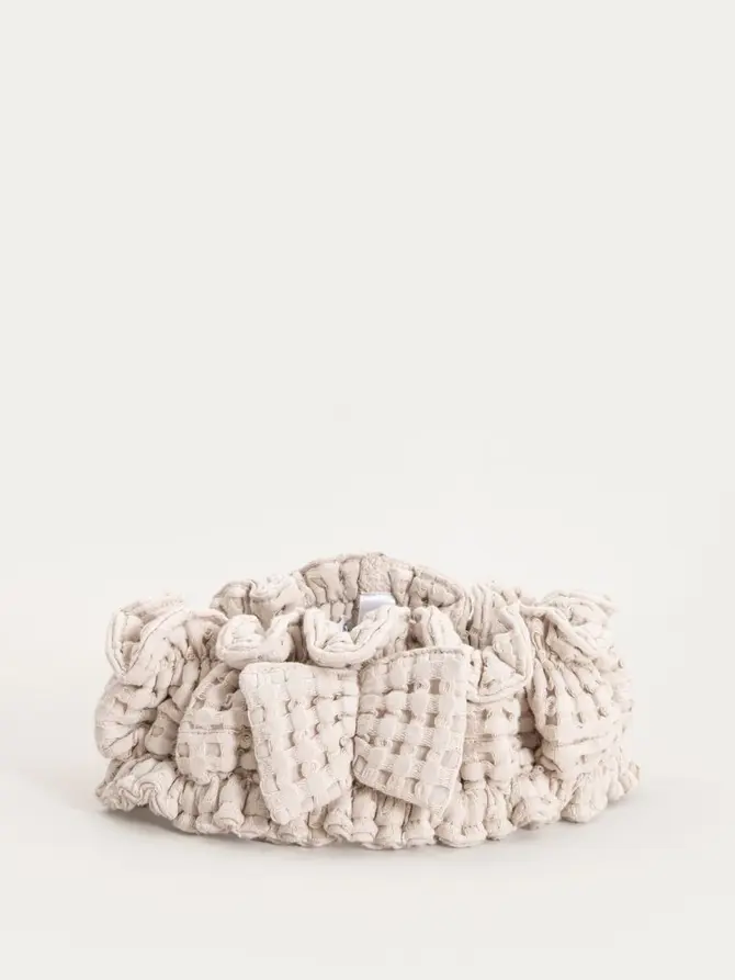 Zestaw opaska i turban VAFFEL beżowy 10x23 cm