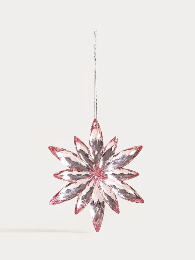 Zawieszka ASTRE śnieżynka różowa 11,2 cm