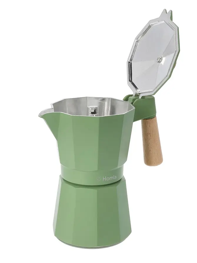 Kawiarka MIA MOKKA pistacjowa z drewnianym uchwytem 6 CUP