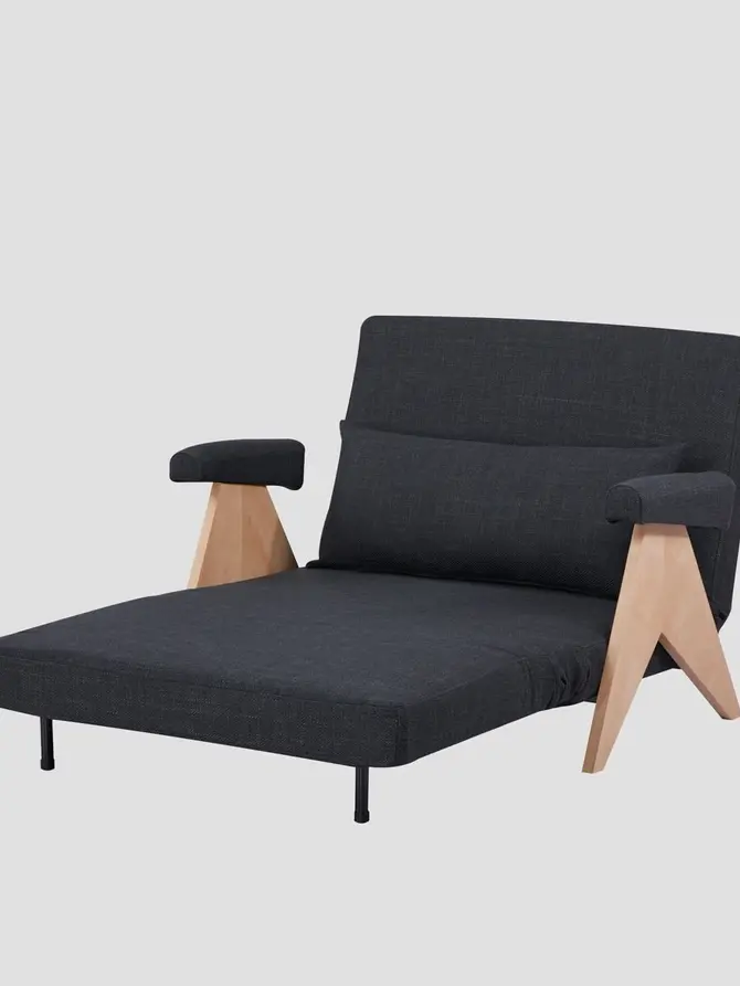 Sofa CALORE 1-osobowa, z funkcją spania ciemnoszara 117x90x82 cm