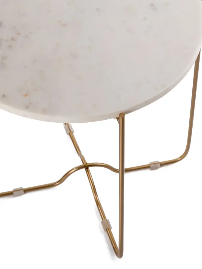Stolik kawowy MARBLE z naturalnego marmuru biały 42x42x45 cm