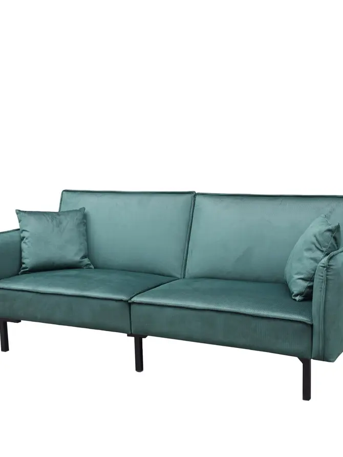 Sofa CANTO 3-osobowa, z funkcją spania, welurowa zielona 199x90x85 cm