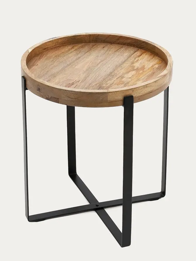 Stolik kawowy HARVEY naturalny drewniany 42x42x45 cm