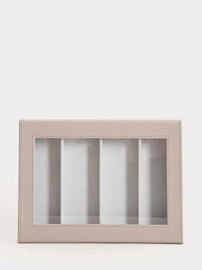 Szkatułka na biżuterię AMMRA trzypoziomowa beżowa 25,3x18,2x11,4 cm