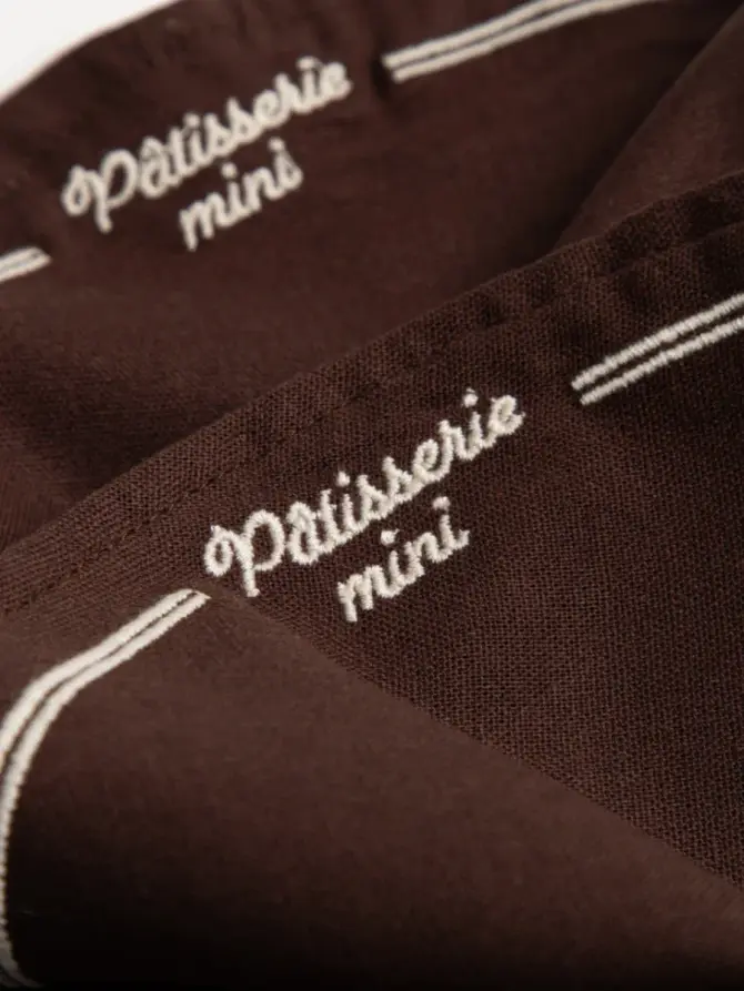 Maty stołowe PATISSERIE MINI okrągłe brązowe z haftem, zestaw 2 szt. 