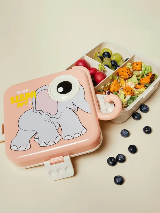 Lunchbox PETPACK różowy ze słonikiem 1590ml+70ml