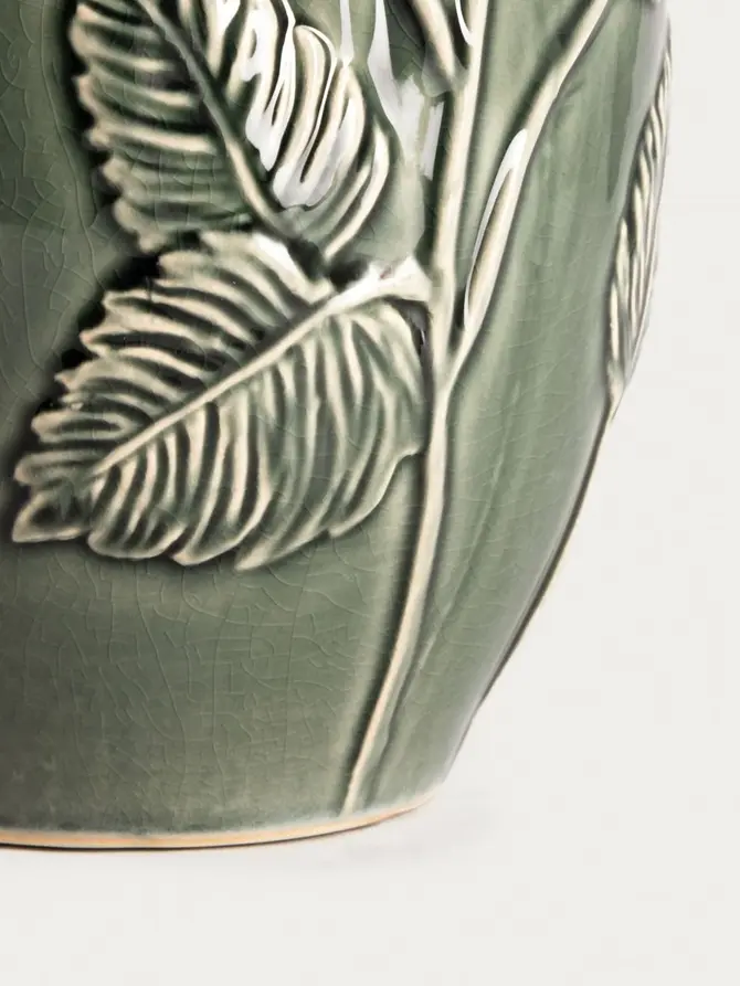 Wazon MINNA ceramiczny w liście zielony 25x15,5 cm