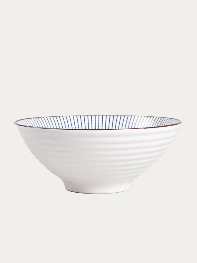 Zestaw do ramen SALADO w paski z brązowym rantem 21 cm
