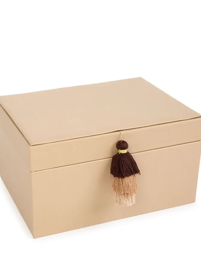 Szkatułka MELA z eko skóry taupe 23x16,5x12,5 cm