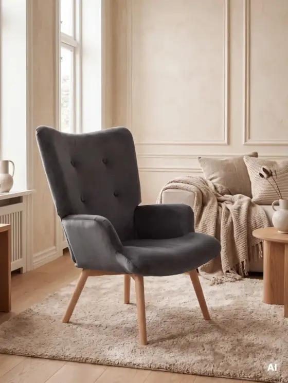Fotel B2 MOSS PLUS 2w1 welurowy szary 70x55x95 cm/72x73x92 cm