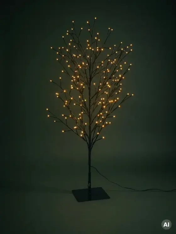 Dekoracja LED MARSIE czarne drzewko duże 240 LED, 17x120 cm