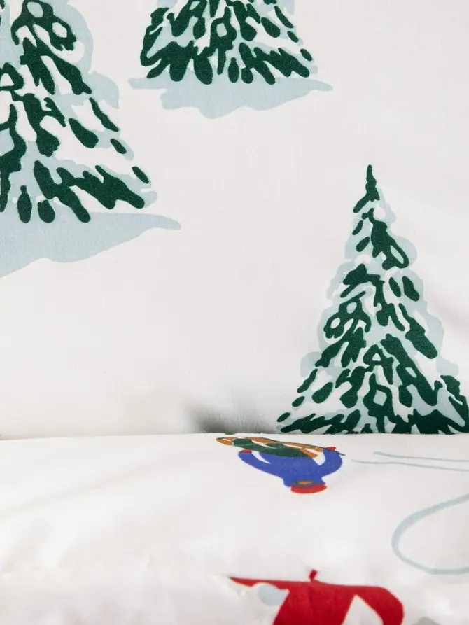 Pościel SKIERS z mikrofibry w świąteczny wzór 220x200 + 2*70x80 cm