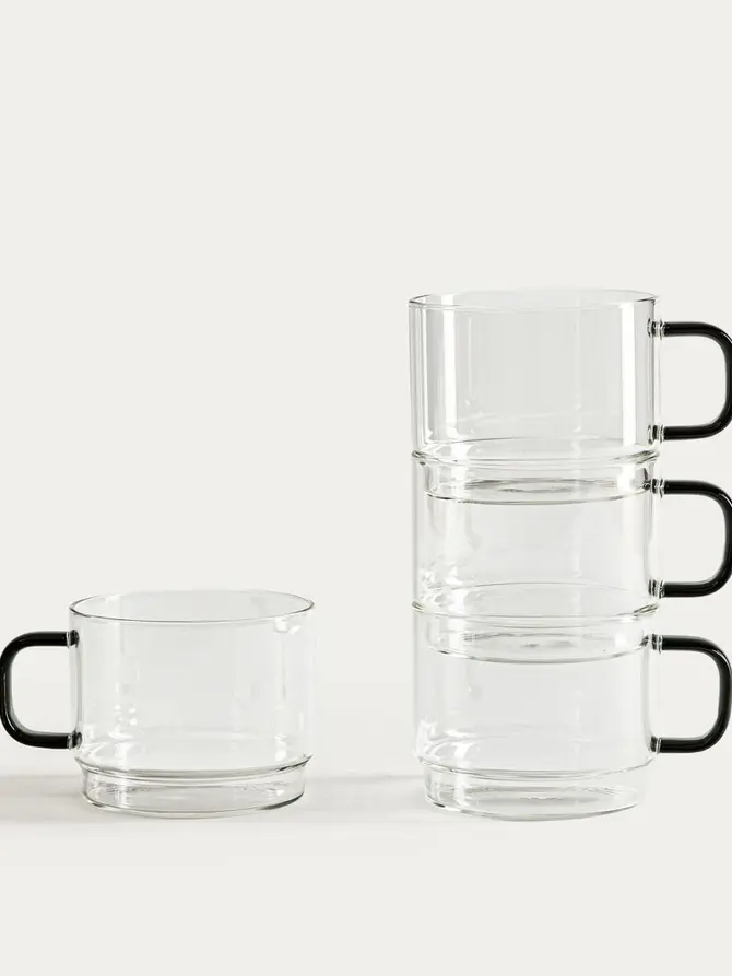 Zestaw szklanek VOLA piętrowanych z szarym uchem 4 szt. 350 ml