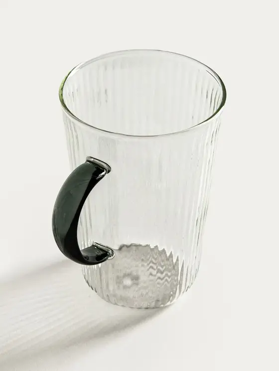 Zestaw szklanek LUVOS ryflowanych z szarym uchem 2 szt. 500 ml